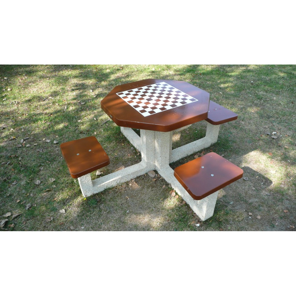 Table de jeu echecs ou dames / béton / polygonale_0