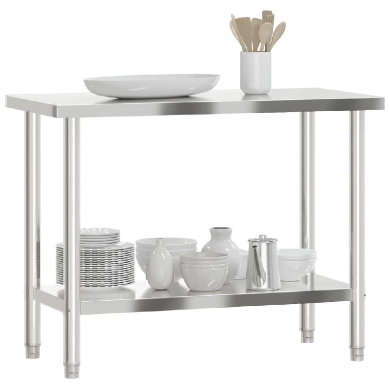 Vidaxl table de travail de cuisine 110x55x85 cm acier inoxydable 376455_2