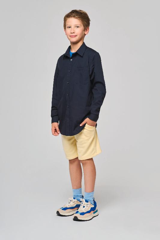 Chemise de travail popeline manches longues enfant - Réf: K521 - Kariban - 100% coton - Easy Care - Navy - Tailles 6/8 à 12/14 ans_2