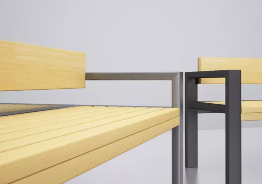 Banc public Latis - 55kg - bois exotique ou épicéa - structure inox ou acier peint - 196cm_2