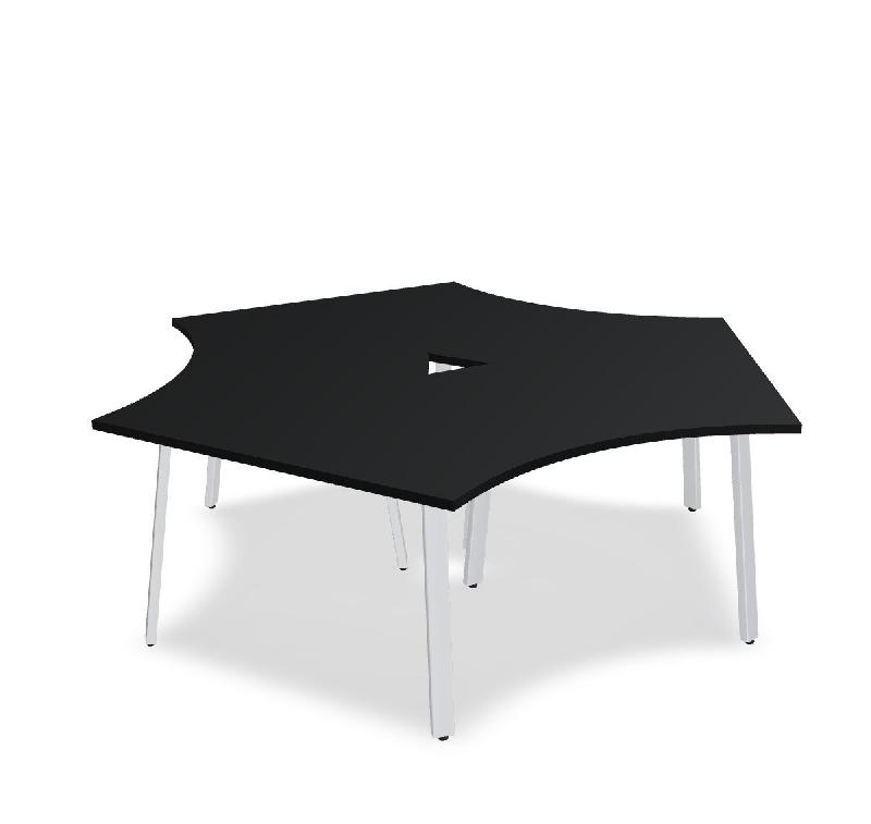 Bureau bench 3 personnes Ogi A - MDD. - Blanc 9010, Noir_2