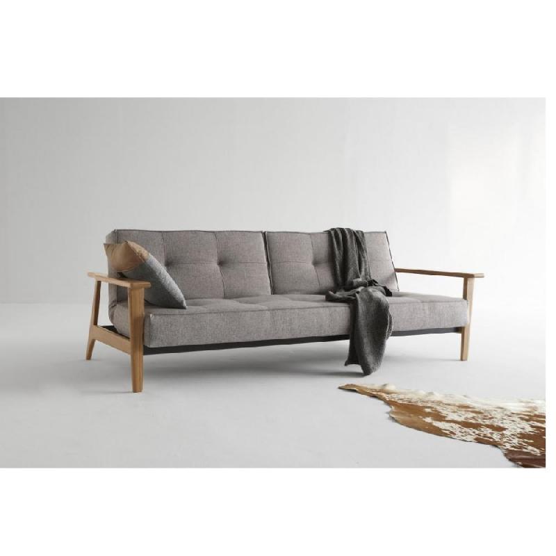 Canapé-lit convertible Innovation Living Splitback Frej - 115x210 cm - Piétement chêne - Tissu Mixed Dance Grey_2