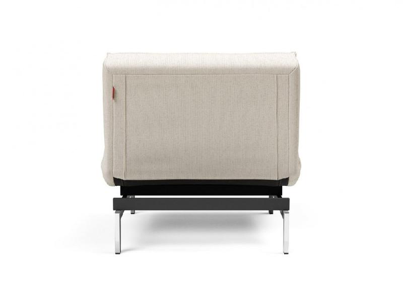Innovation Living - Fauteuil design Splitback Chrome convertible lit 90x115 cm - tissu bouclé Off White_2
