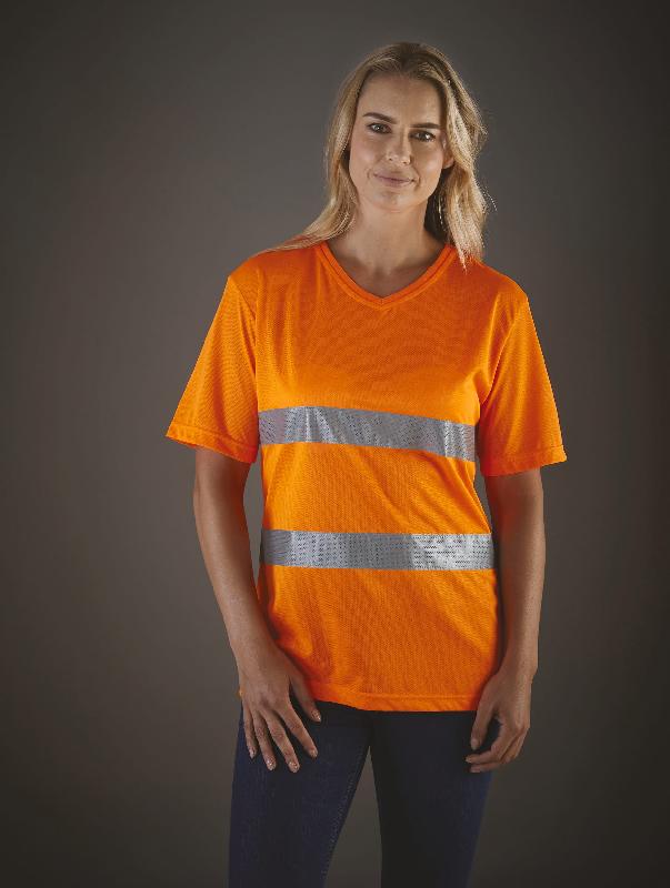 T-shirt col V haute visibilité Top Cool - 100% polyester, séchage rapide - Réf: YHVJ910_2