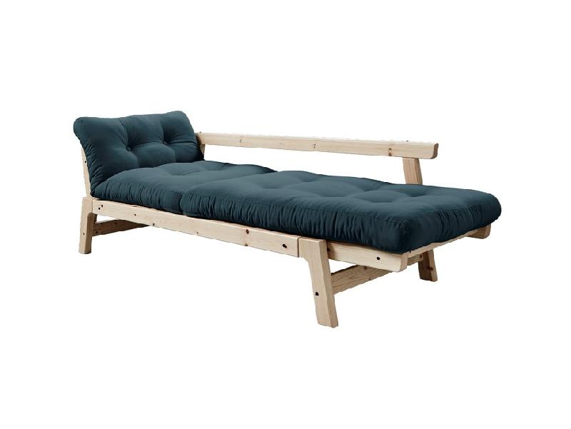 Banquette convertible méridienne futon STEP en pin massif - coloris bleu pétrole - couchage 70x200 cm - marque KARUP_2