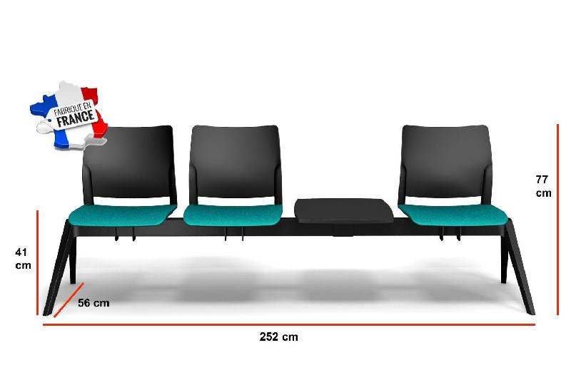 Poutre d'accueil mixte Adela - Sokoa - Gris foncé, 3 places + 1 tablette_2