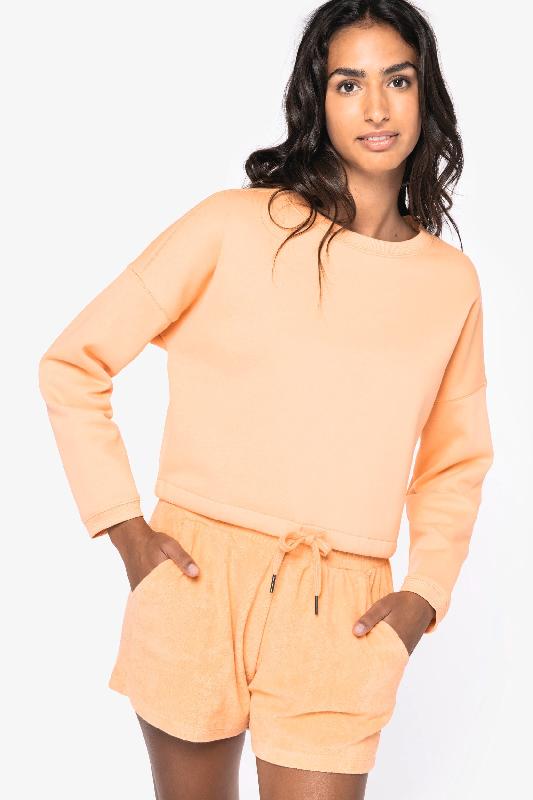 Sweat-shirt écoresponsable oversize crop à col rond pour femme - Native Spirit - Réf: NS429_2