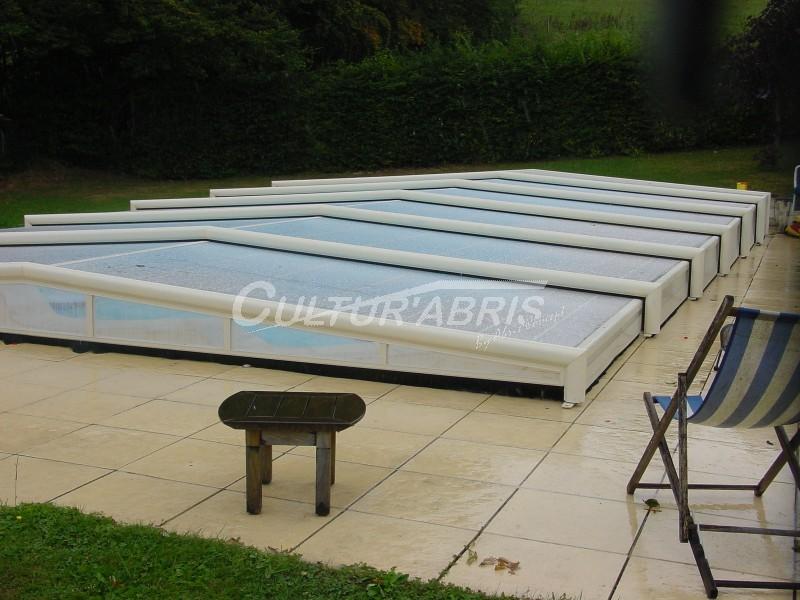 Abri piscine bas Moorea 3 - télescopique, motorisé, en aluminium et acier de qualité marine_2