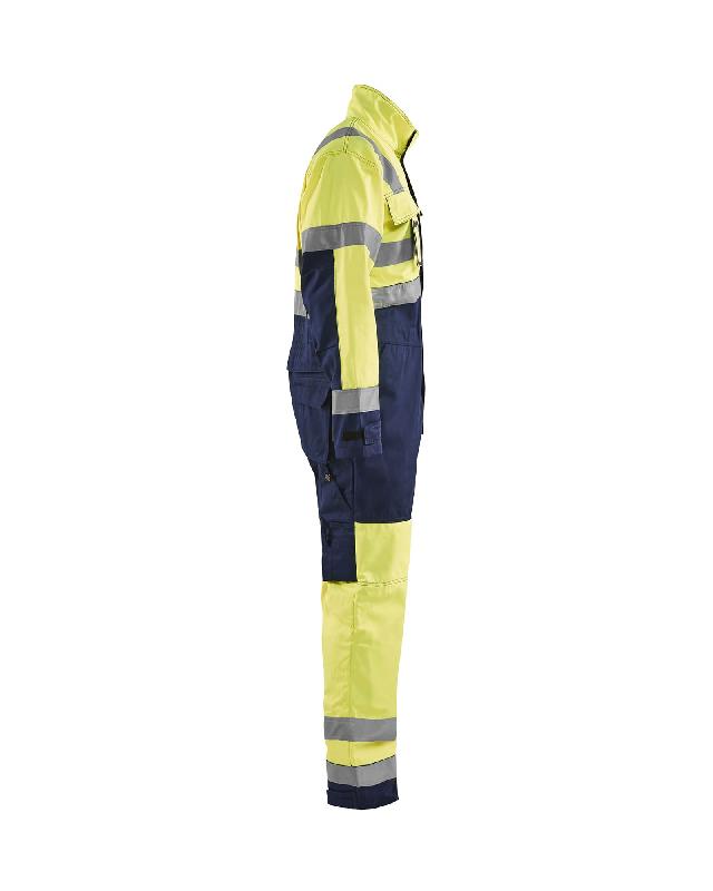 Combinaison 6373 manches longues haute visibilité - Blaklader - polyester et coton satiné, bleu et jaune fluo, norme EN 14404 et EN 20471_2