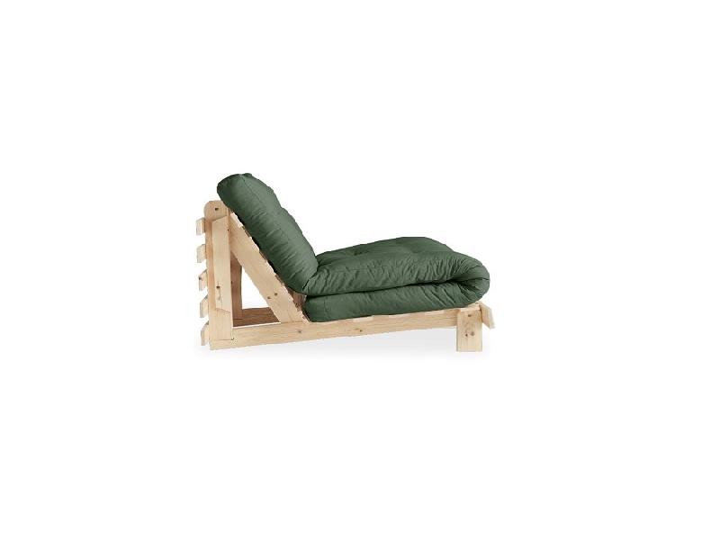 Fauteuil convertible futon ROOTS - pin naturel - coloris vert olive - couchage 90 x 200 cm - design japonais et scandinave_2