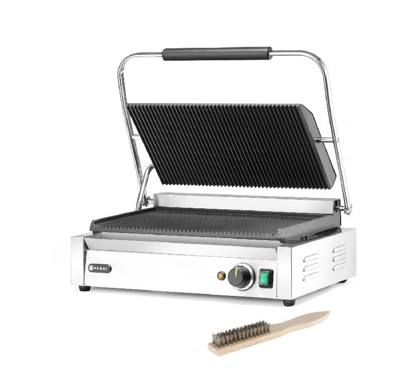 Grill de contact Panini XL grills supérieur et inférieur rainurés L545mm HENDI_2