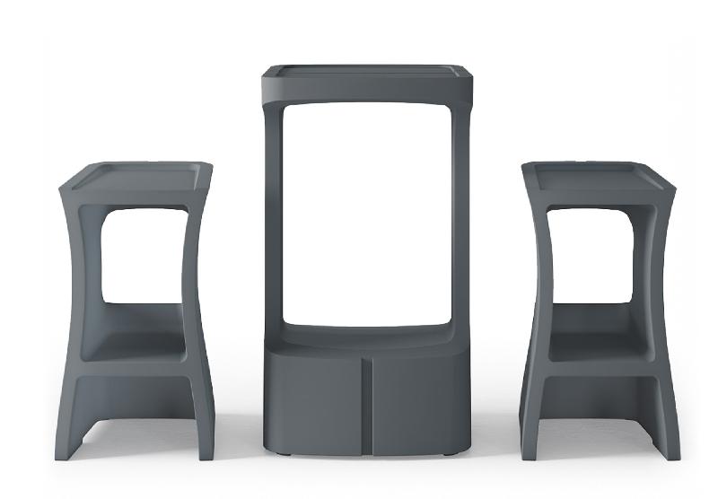 Table mange-debout intérieur/extérieur Karla - Sokoa - Anthracite, Avec plateau verre_2