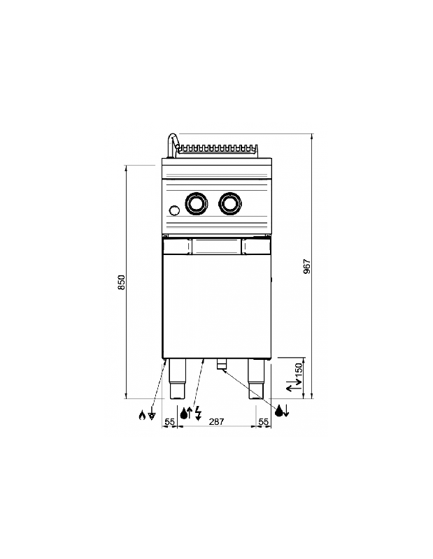 Cuiseur à pâtes gaz sur placard avec vidange - 8.5 Kw - MBM - Gamme DOMINA PRO 700 - Référence CPG74A/C_2