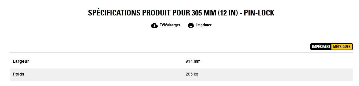 Godet d'excavation grande capacité - caterpillar finance france - 305 mm (12 in) - pin-lock - poids 205 kg_2