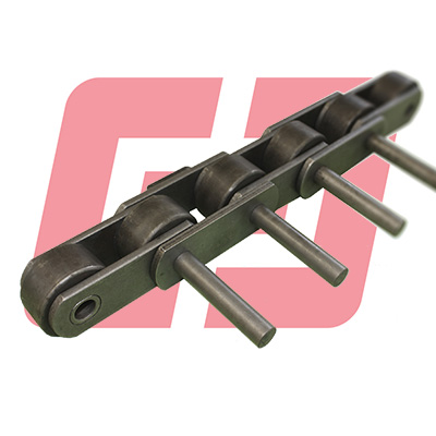 Chaîne industrielle à axes débordants doubles