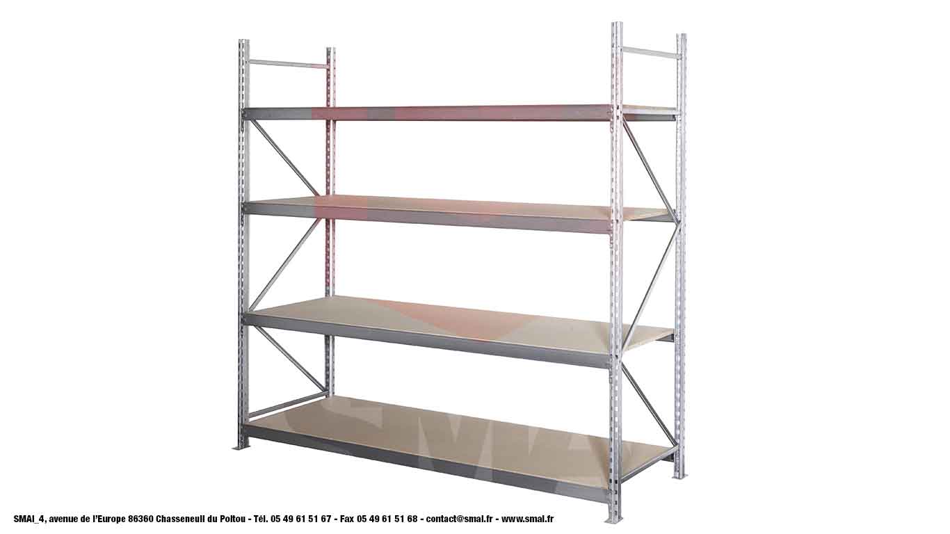 Rayonnage mi-lourd SMAI - robuste et polyvalent pour réserve, atelier, logistique - Profondeur 500 à 1200 mm - Hauteur jusqu'à 5400 mm_2
