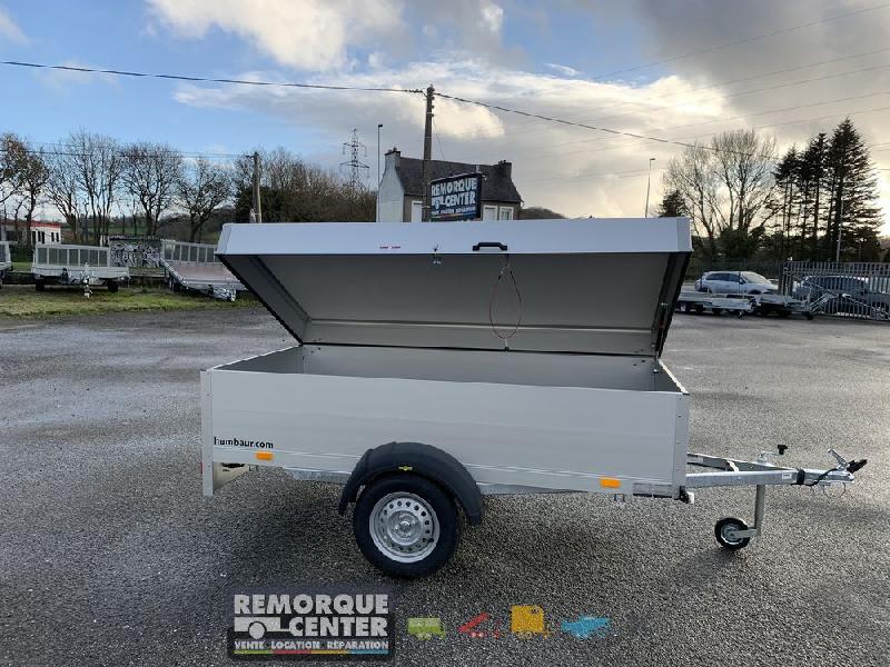 Remorque aluminium Humbaur - 251 x 133 cm - Ridelle de 500 mm et capot sécurisé - 1 essieu non freiné - PTAC : 750 kg - Référence K1 276 170 2000 2_2