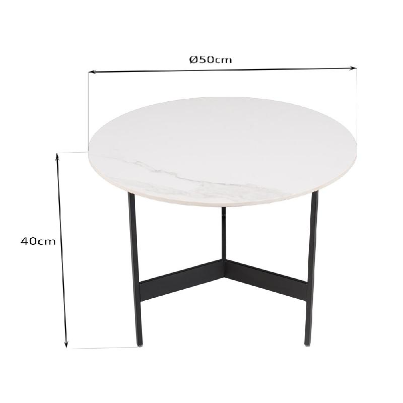 Table basse ronde DILA - Plateau effet marbre 50 cm - Design tendance et robuste_2