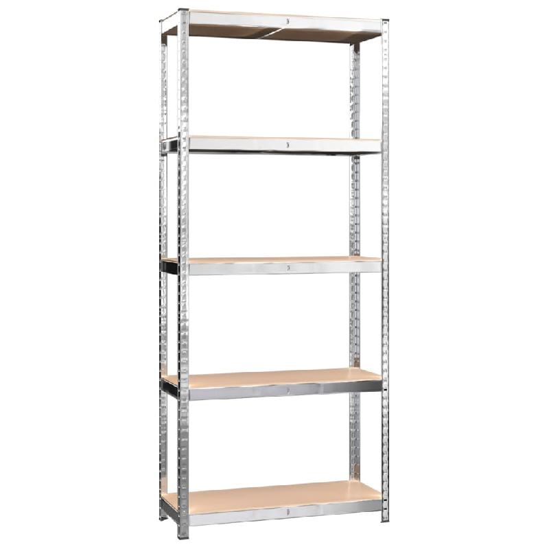 Vidaxl étagères à 5 niveaux 2 pcs argenté acier et bois d'ingénierie 3154155_2
