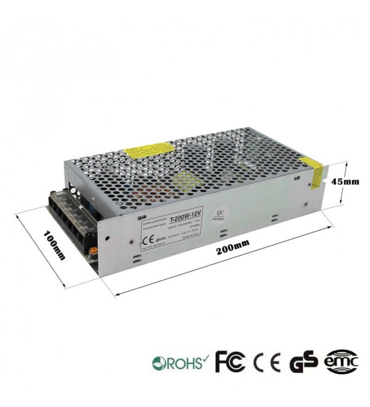 Alimentation 12V continu - 200W - 16.6A - Tecmo - Référence 12V200W - Structure aluminium - Certifiée CE et ROHS_2
