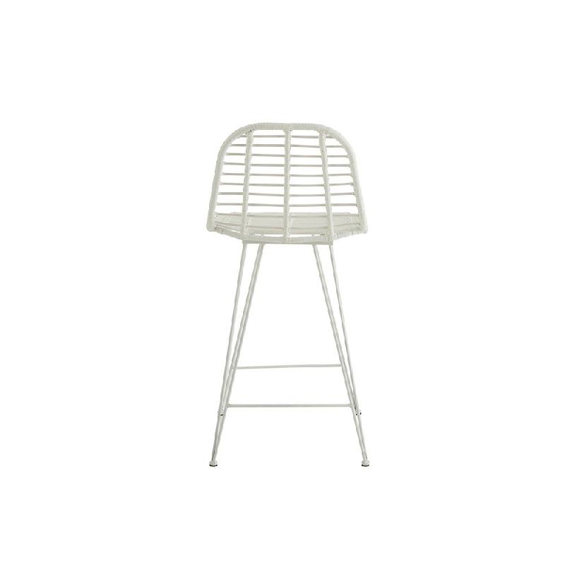Chaise de bar jardin Rapha - métal blanc avec assise en rotin - style scandinave et art déco_2