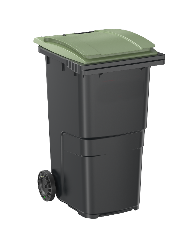 Conteneur 240 L - Fabrication Française - Bac roulant PEHD injecté - Norme EN 840 - 2 roues 200 mm - Coloris anthracite - Préhension frontale_2