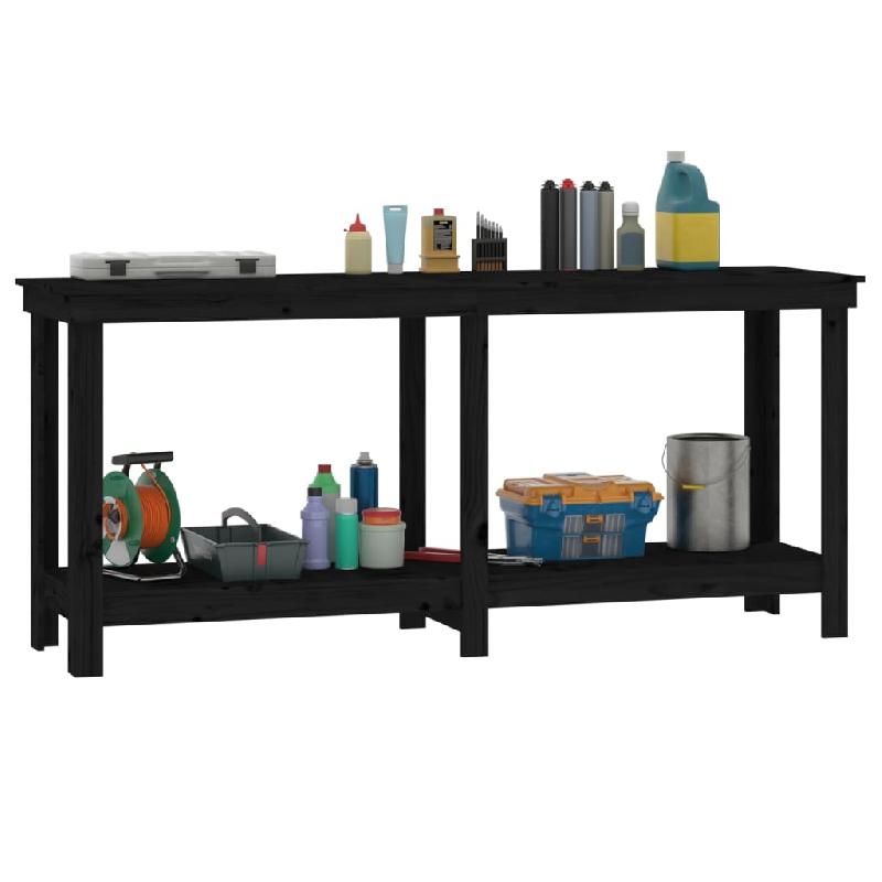 Vidaxl banc de travail noir 180x50x80 cm bois de pin massif 822515_2