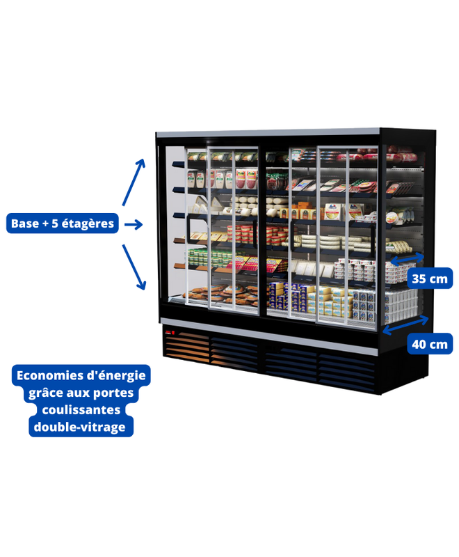 Vitrine réfrigérée verticale SLIM portes coulissantes EUROVITRINE - dimensions 1m, 1m30, 2m et 2m50_2