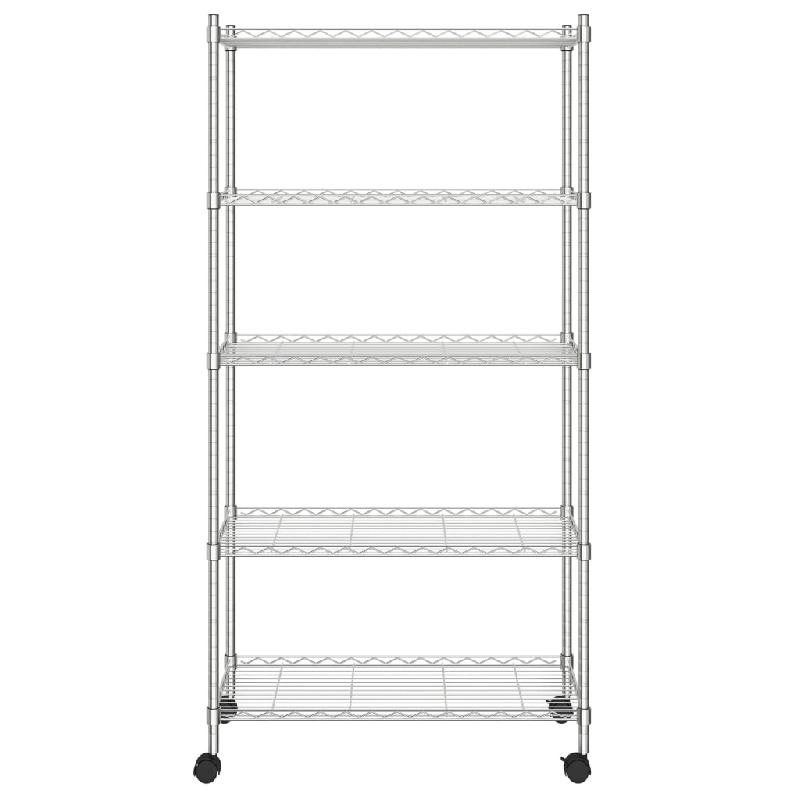 Vidaxl étagère de rangement 5 niveaux roues 75x35x155 cm chrome 250 kg 324629_2
