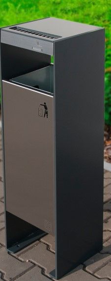 03.061.1.Sn - Poubelle urbaine simple avec cendrier - Zano - Structure en acier ou inox, 52L_2