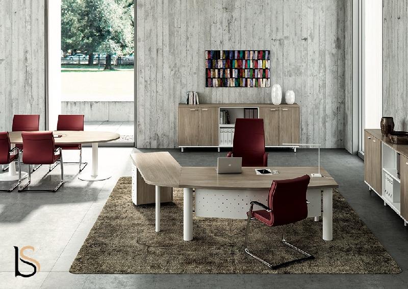 Bureau X time Next avec retour et caisson - Quadrifoglio. - 244, Blanc, Orme, Droite_2