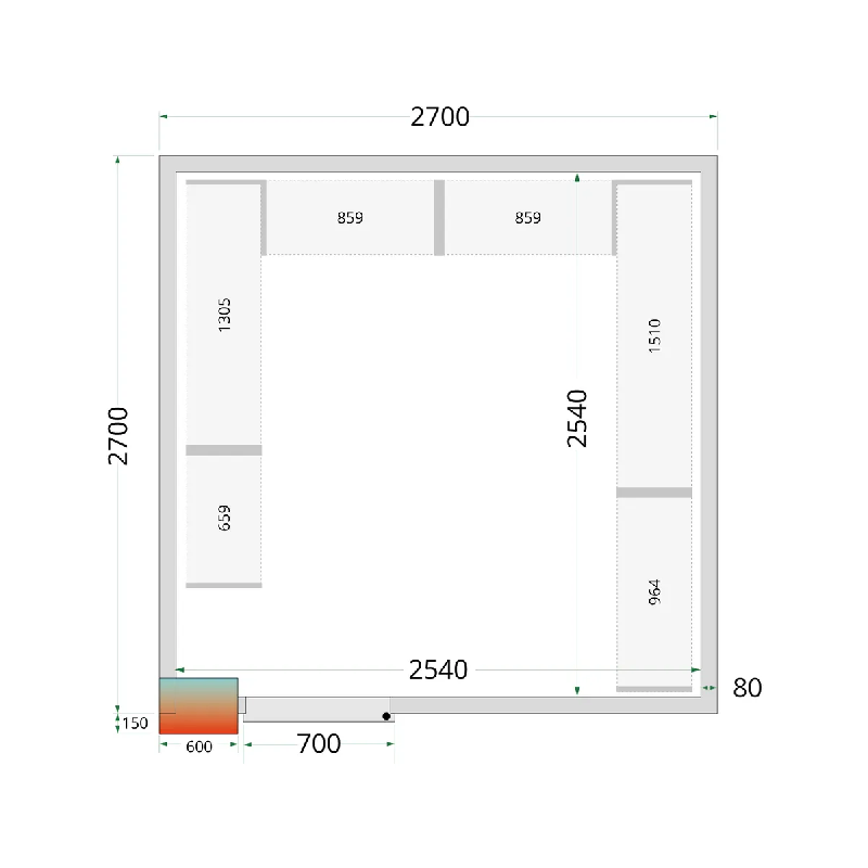 Chambre froide positive CRPF2727 Blanc 2700 x 2700 x 2200 mm TEFCOLD_2
