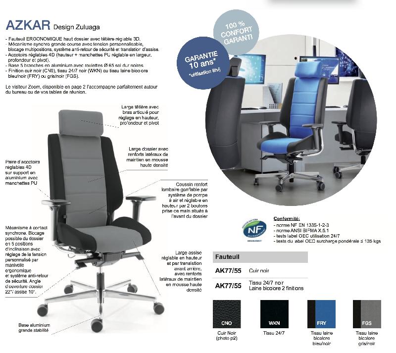 Fauteuil haute performance Azkar en cuir - Sokoa - cuir noir_2