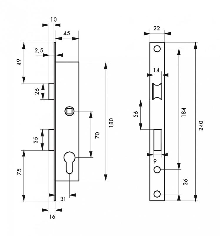 Serrure encastrée THIRARD - cylindre inclus - axe 32 mm - pour porte en menuiserie métallique_2