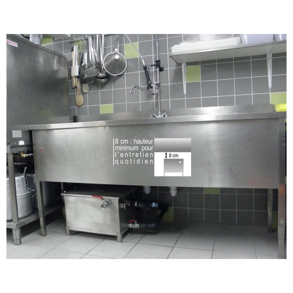 Bac récupérateur de graisses sous évier BAGT 80N - 120 couverts - inox alimentaire - SARL Développement Durable_2