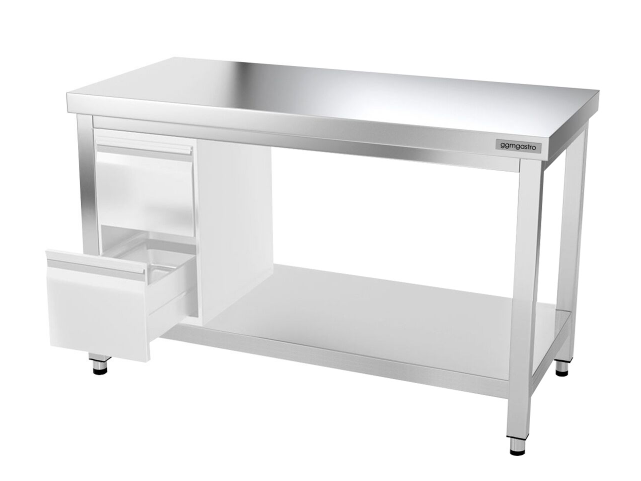 Tables Inox centrales Premium avec Etagère - P 600 mm | Ggm - 1200_2