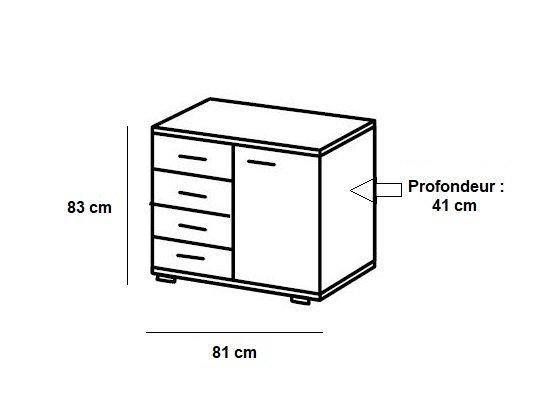 Commode buffet Caramella - 4 tiroirs, 1 porte - Design contemporain en chêne blanchi_2