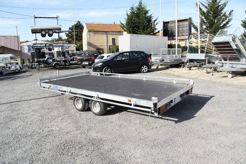 Remorque plateau roues dessous LIDER - PTAC : 2500 kg - 2 essieux freinés - 406 x 215 cm - Reference -HA752513-5 + CAP_2