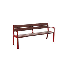Banc public en plastique recyclé - BELOMBRA, structure acier et options avec/sans accoudoirs_2