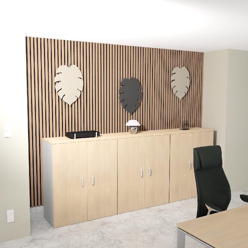 Armoire moyenne à portes battantes Haut. 121 cm - Mobel Linea - 80, Chêne_2