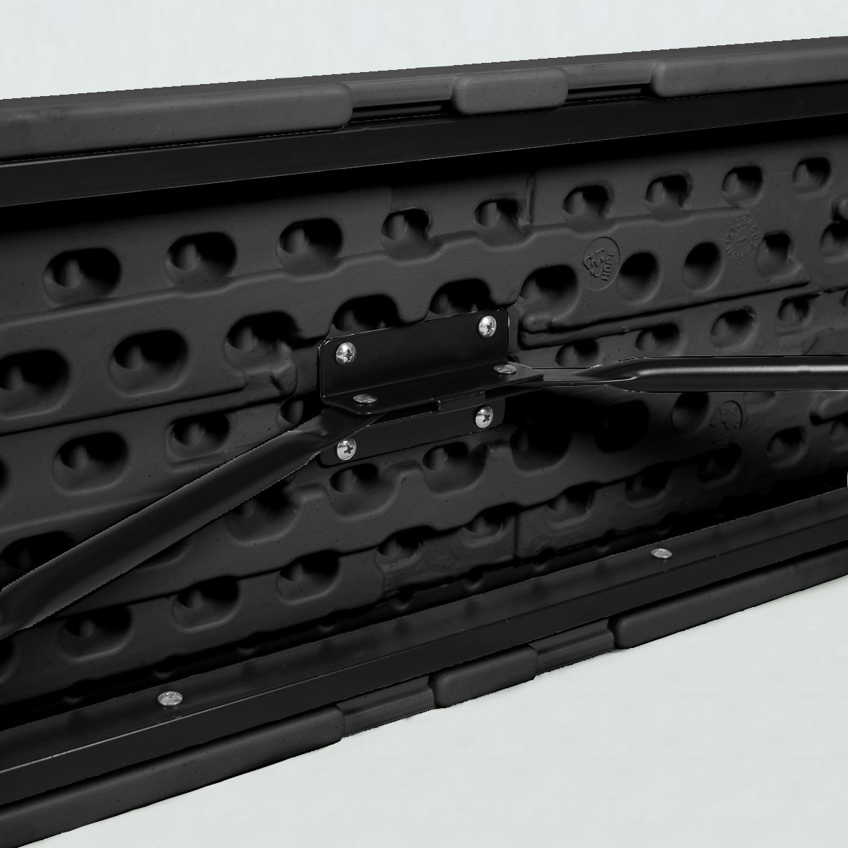 Banc pliant noir 3 places - 180 cm - Structure en acier solide et résistante - Usage intérieur/extérieur_2