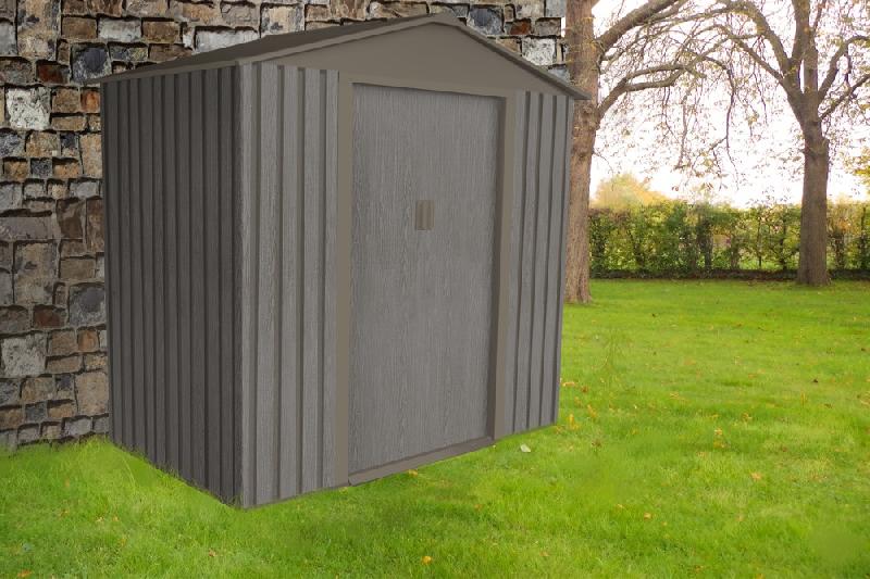 Abri de jardin en métal - aspect bois vieilli 64 - 2,43 m² - gris_2