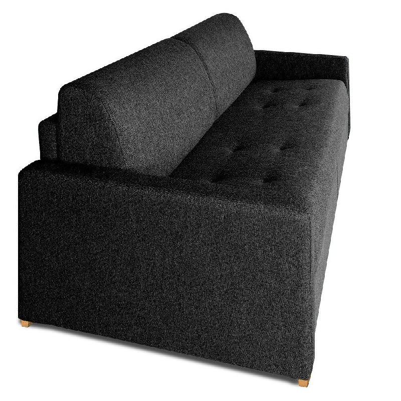 Canapé convertible express Birdy - 3 places - Matelas 16 cm - Mono assise capitonnée - Tissu tweed gris - Fabrication italienne_2