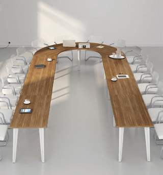 Table de réunion modulaire Meeting-Pro - finition haut de gamme - pieds et plateaux personnalisables_2