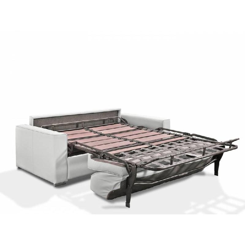 Canapé convertible PREMIUM 140 cm - sommier lattes RENATONISI - matelas BULTEX - cuir vachette blanc cassé_2