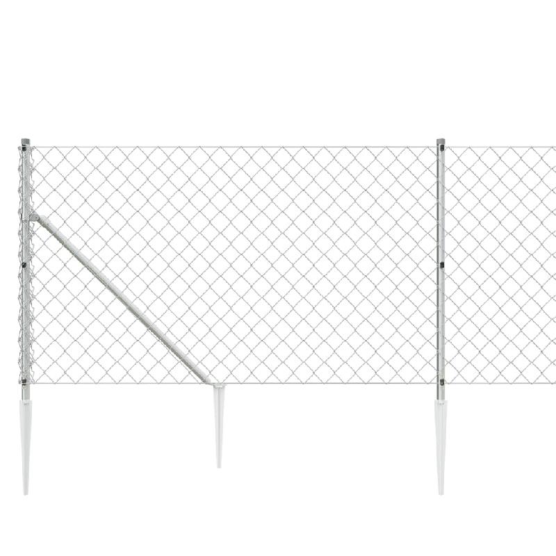 Vidaxl clôture à mailles losangées avec ancrage argenté 1,1x25 m 154026_2