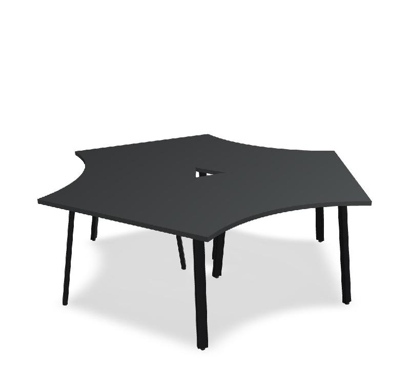 Bureau bench 3 personnes Ogi A - MDD. - Noir, Anthracite_2