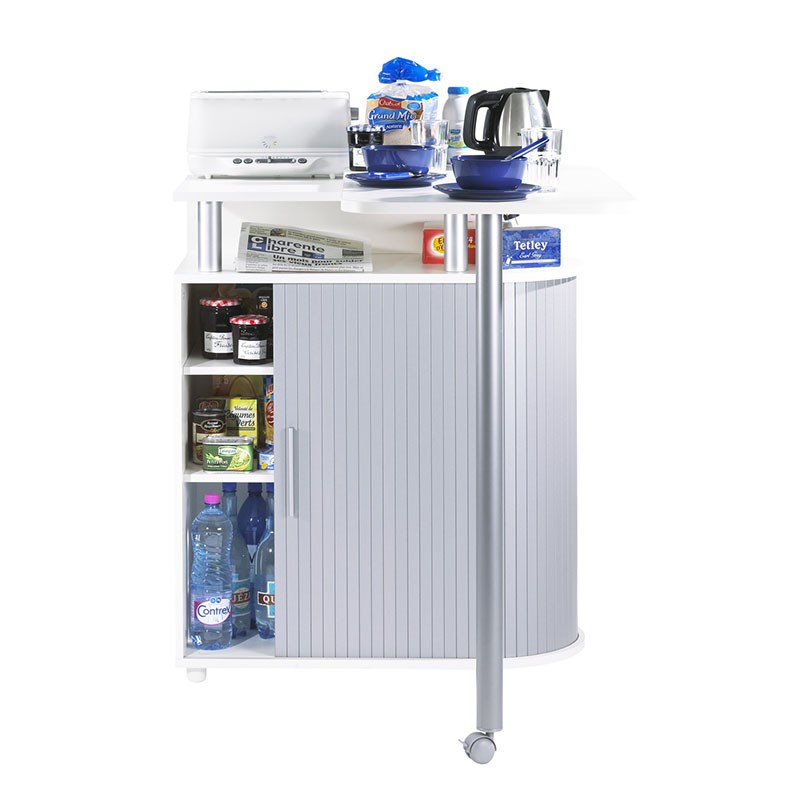 Desserte pratique avec table intégrée et espace de rangement optimisé