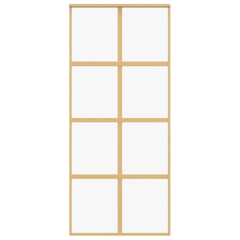 Vidaxl porte coulissante doré 90x205 cm verre esg clair et aluminium 155185_2
