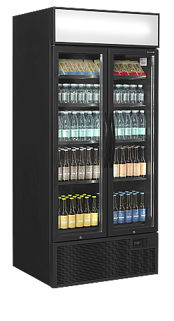 Vitrine réfrigérée noire deux portes vitrées avec canopy 535 L | Tefcold - FSC891HBlack_2